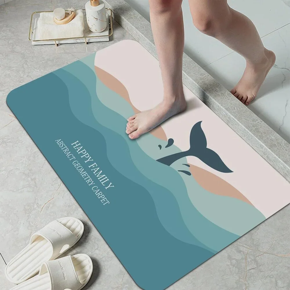 Non Slip Quick Dry Bath Mat Teal Green Washable 35x24 inches
